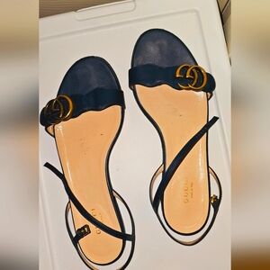 Gucci Marmont GG Ankle Strap Flat Sandals